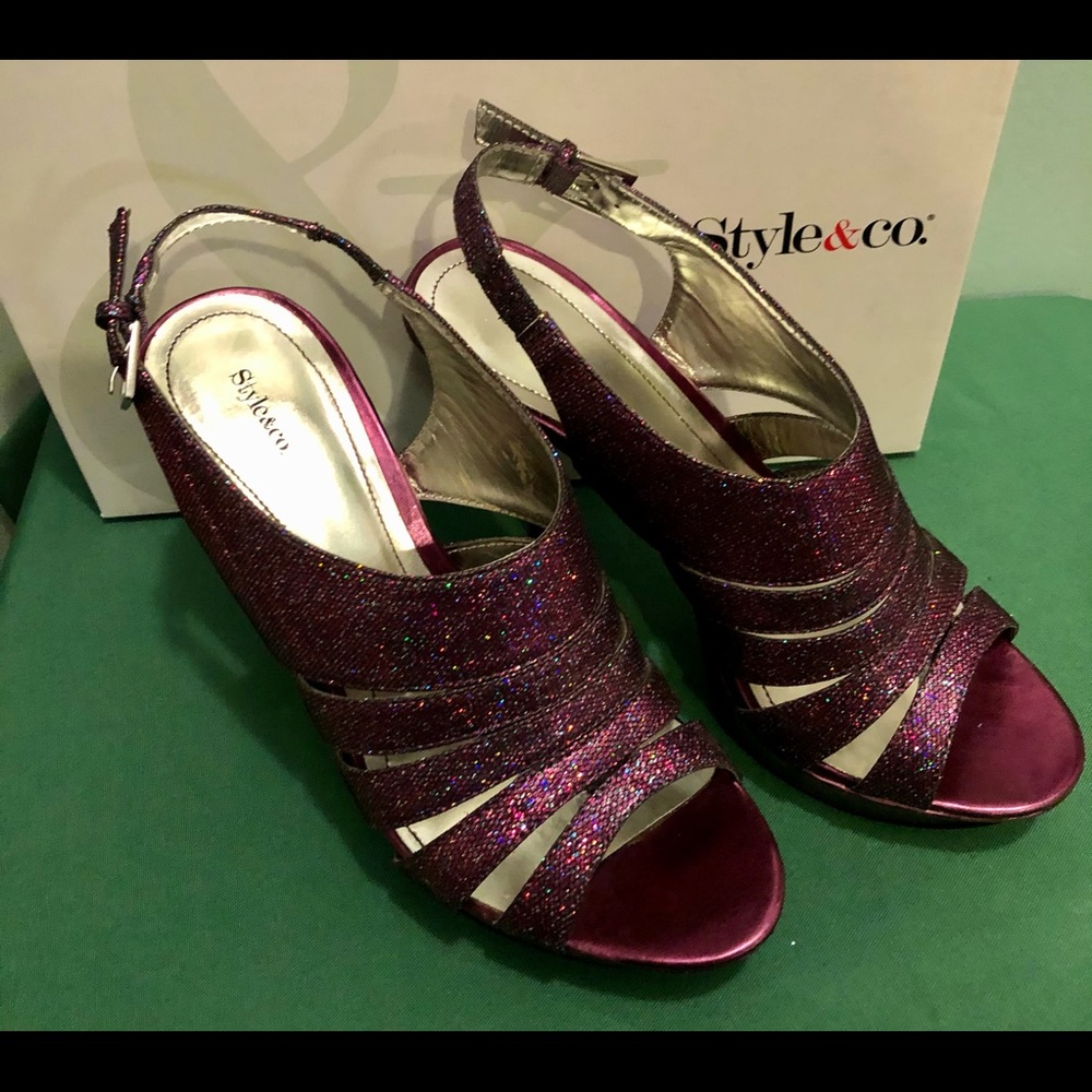Style & Co Purple Glitter Heels